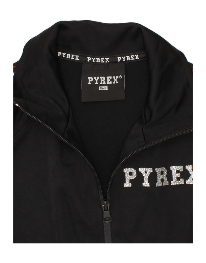 PYREX Girls Graphic Tracksuit Top Jacket 4-5 Years  Small Black Polyester Vintage Pyrex and Second-Hand Pyrex from Messina Hembry 