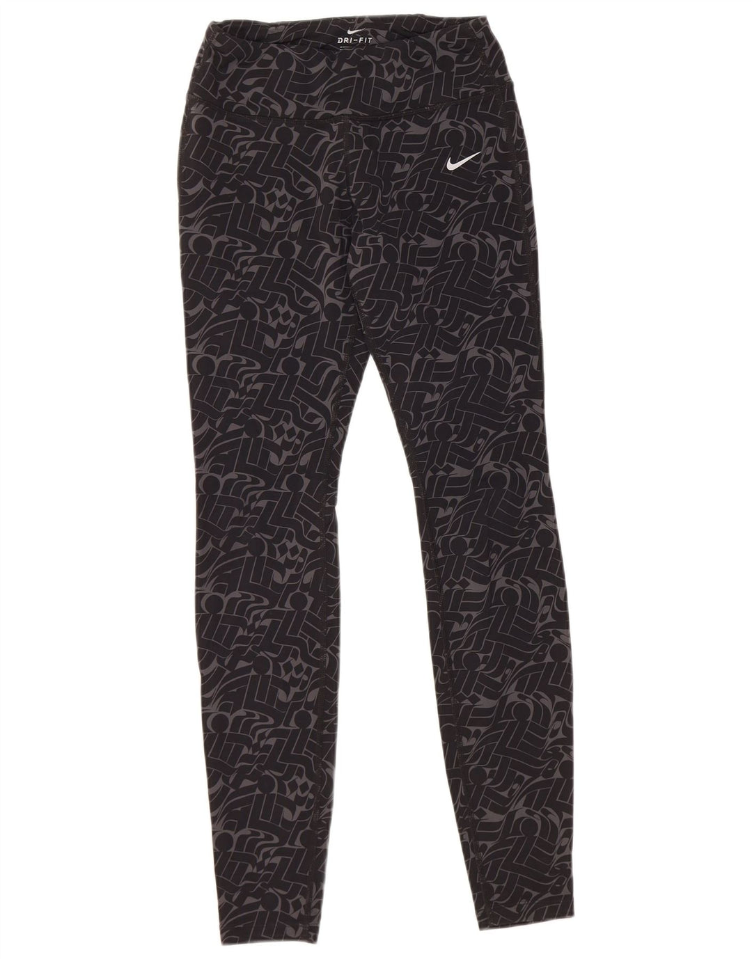 Damskie legginsy NIKE Dri Fit UK 8, mały, czarny, geometryczny nylon