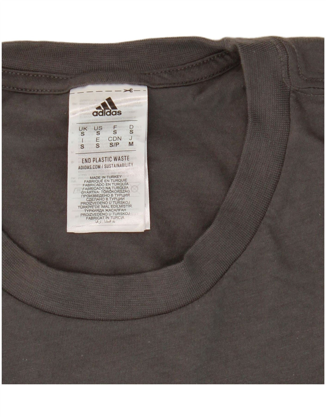 Męski T-shirt z grafiką ADIDAS, mały, szary, bawełniany
