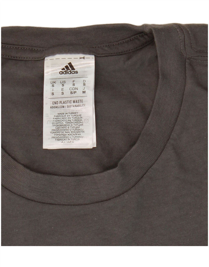Męski T-shirt z grafiką ADIDAS, mały, szary, bawełniany