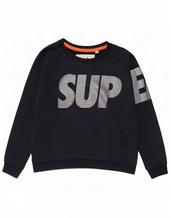 Damski sweter z grafiką Superdry UK 16, duży, granatowy, bawełniany