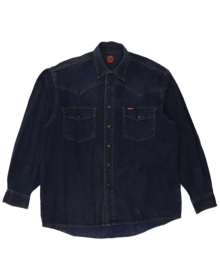 Koszula męska Easy Denim, średnia, granatowa, bawełniana