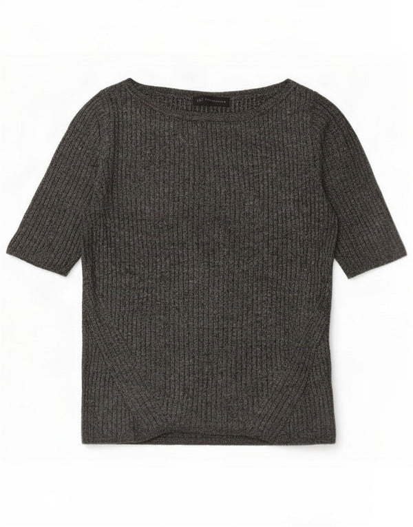 Marks & Spencer Damski sweter z dekoltem w łódkę UK 14 Duży szary nakrapiany