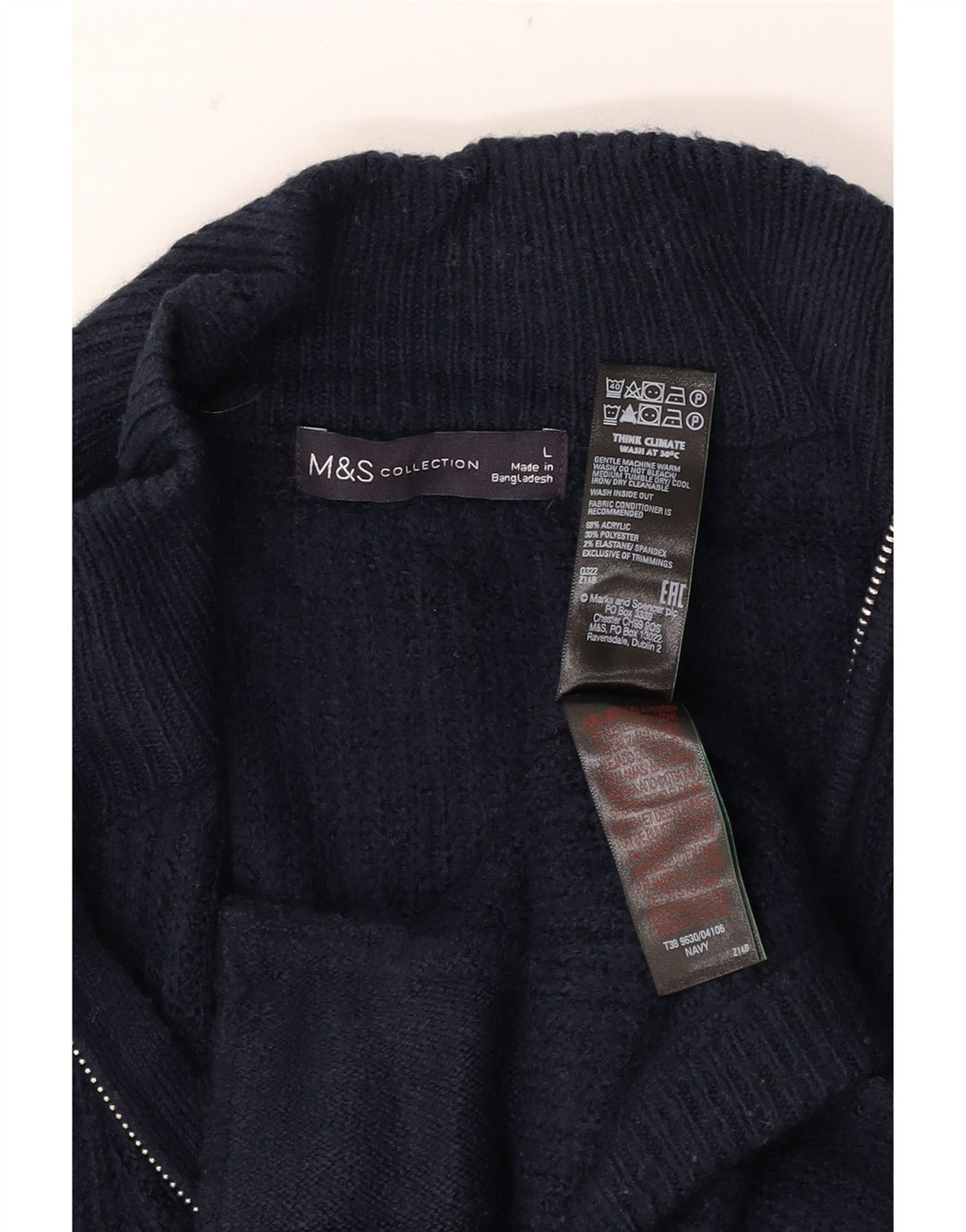 Marks & Spencer Męski sweter rozpinany, duży, granatowy, akrylowy