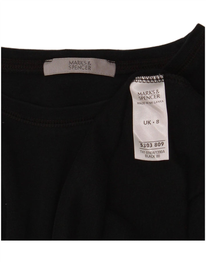 Marks & Spencer Damski top z długim rękawem, UK 8, mały, czarny, bawełniany