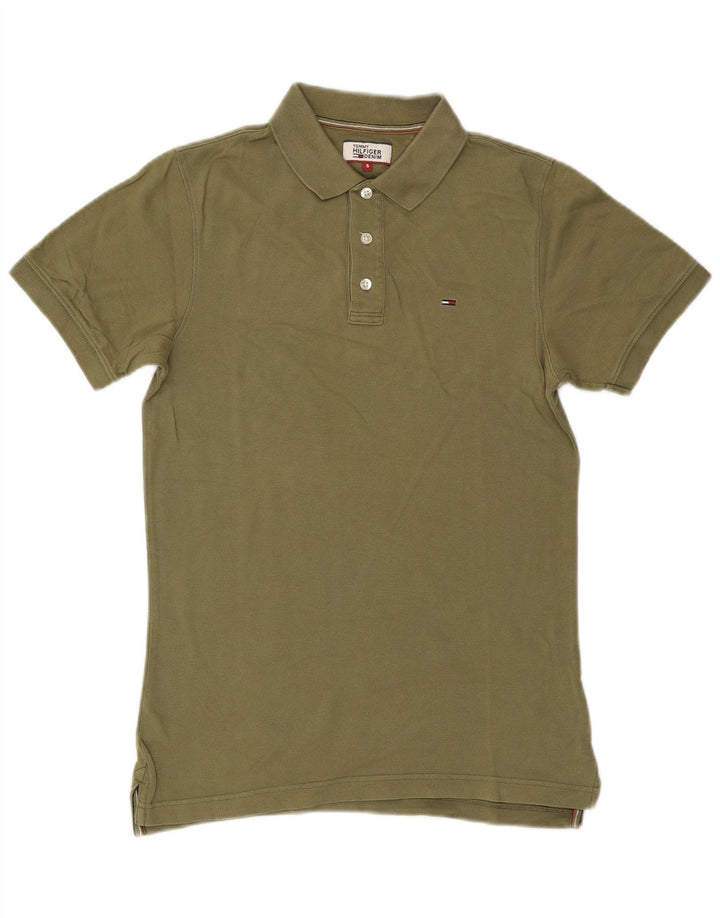 Męska koszulka polo Tommy Hilfiger, mała, bawełniana w kolorze khaki