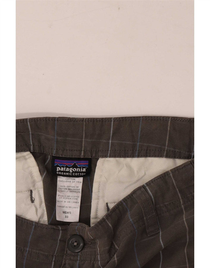 Męskie szorty Patagonia Regular Cargo W33, duże, szare, bawełniane w kratkę