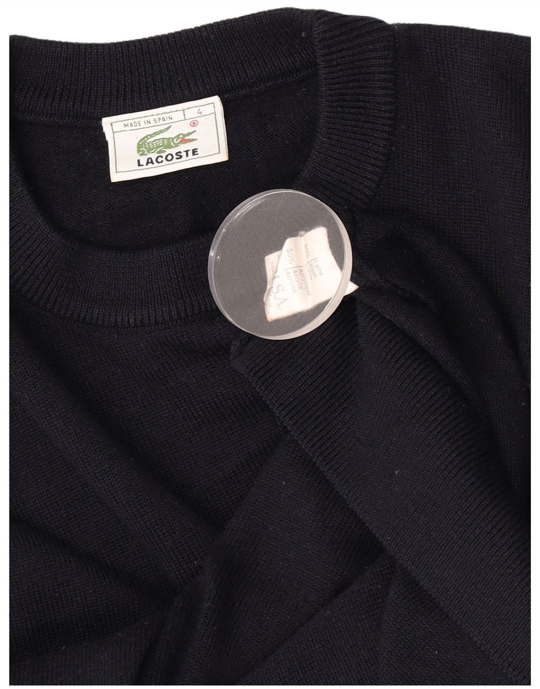 Lacoste Męski sweter z okrągłym dekoltem, rozmiar 4, średni granatowy wełniany