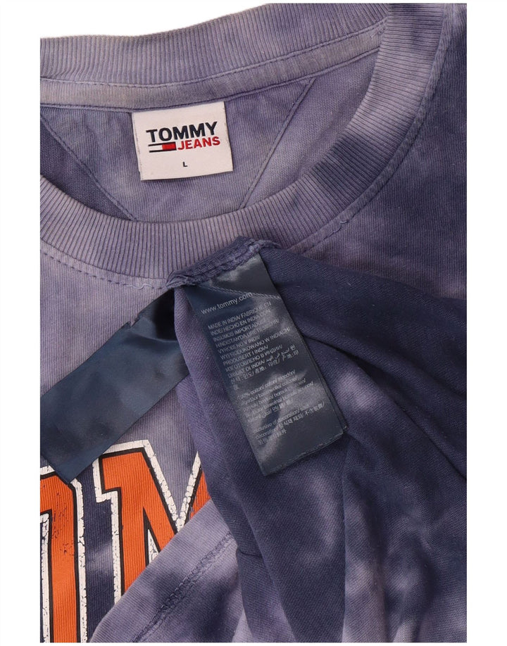 Męski T-shirt z grafiką TOMMY HILFIGER, duży, niebieski, bawełniany Tie Dye
