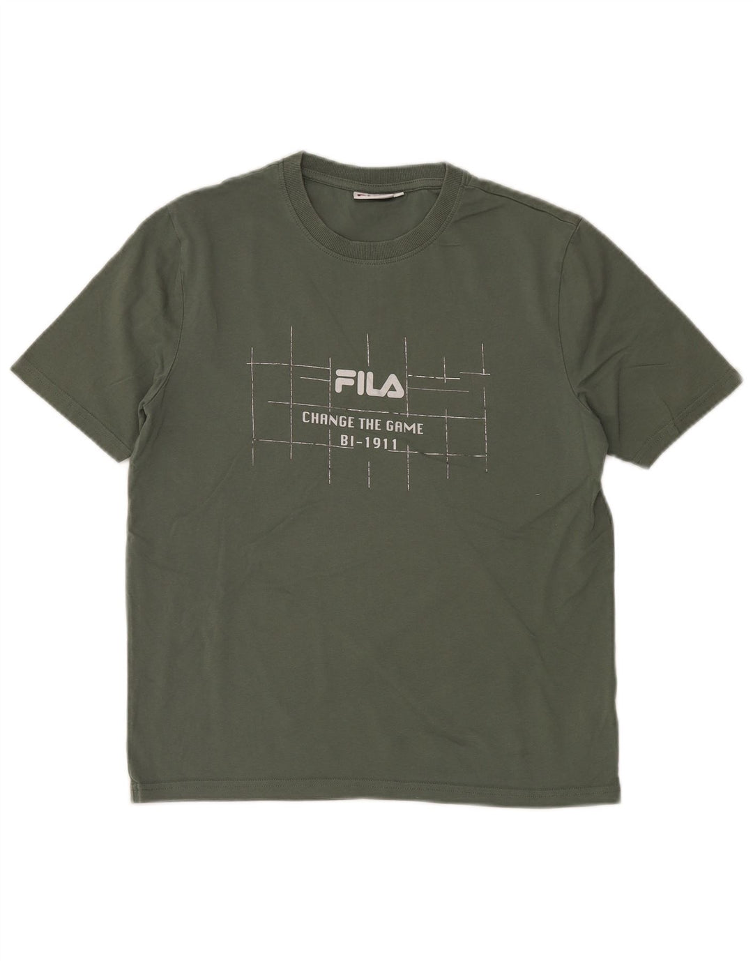 Męski T-shirt z grafiką FILA, mały, bawełniany khaki