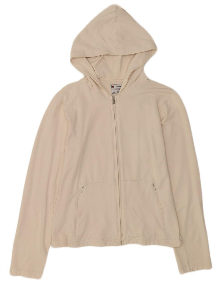 Damski sweter z kapturem i zamkiem Champion UK 14, duży, biały poliamid