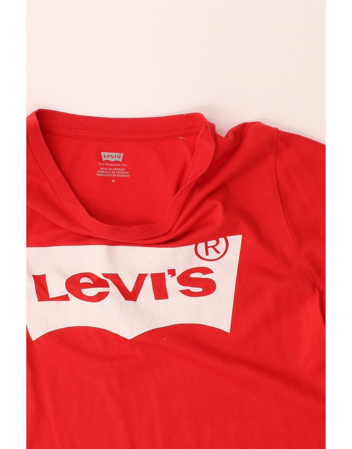 LEVI'S Womens Graphic T-Shirt Top UK 12 Medium Red Vintage Levi's and Second-Hand Levi's from Messina Hembry 