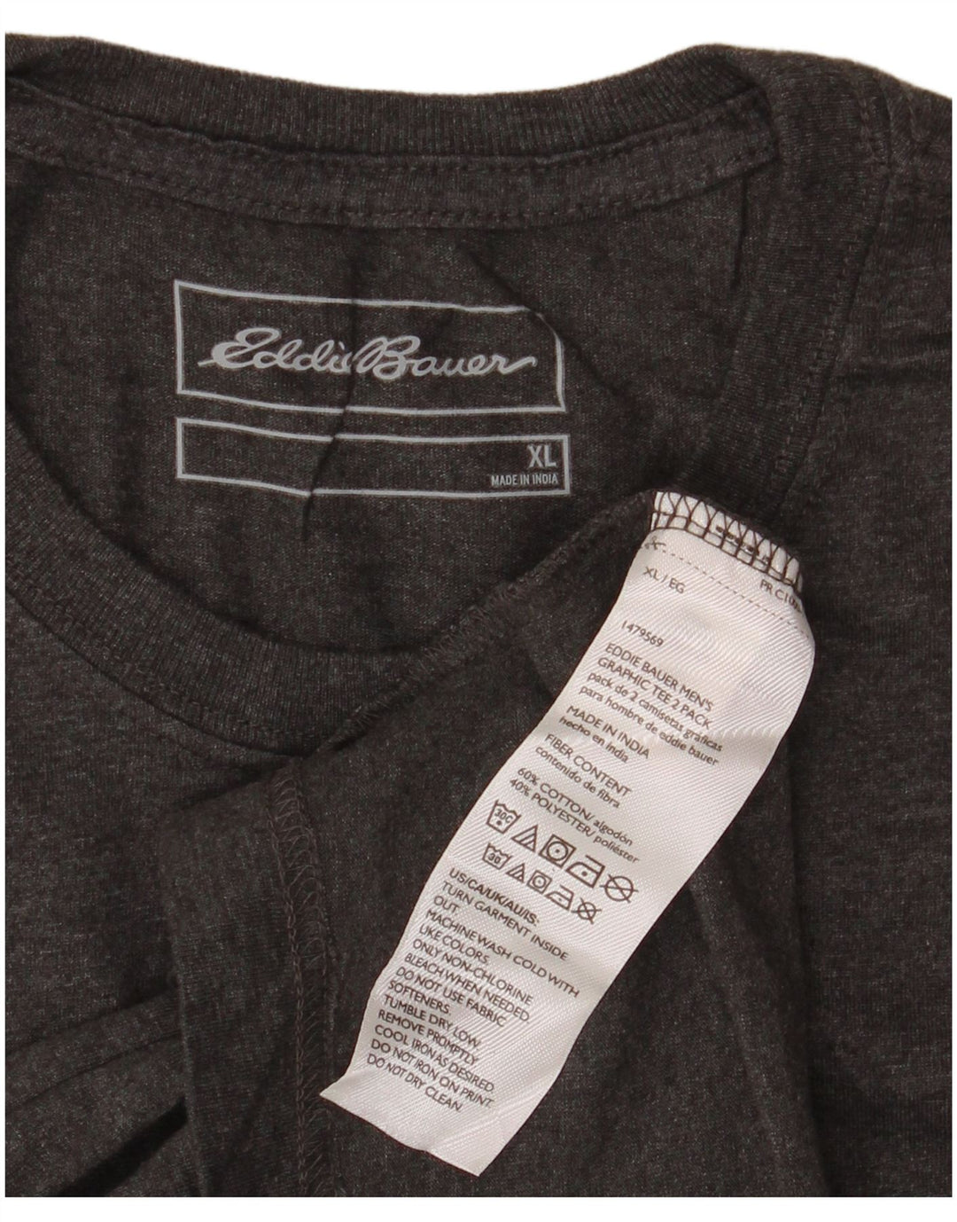 Męska koszulka z grafiką EDDIE BAUER, góra XL, szara bawełna