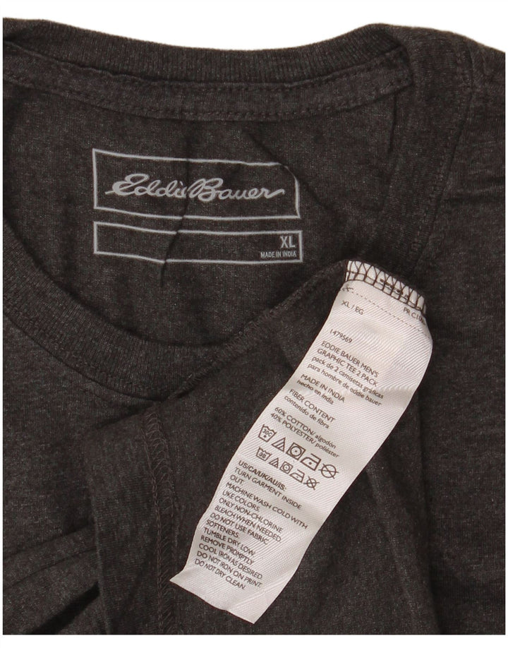 Męska koszulka z grafiką EDDIE BAUER, góra XL, szara bawełna