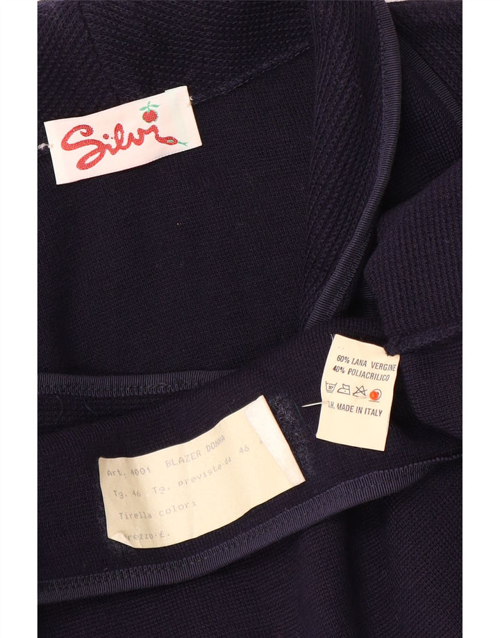 Sweter damski w stylu vintage IT 46, duży, granatowy, poliakryl