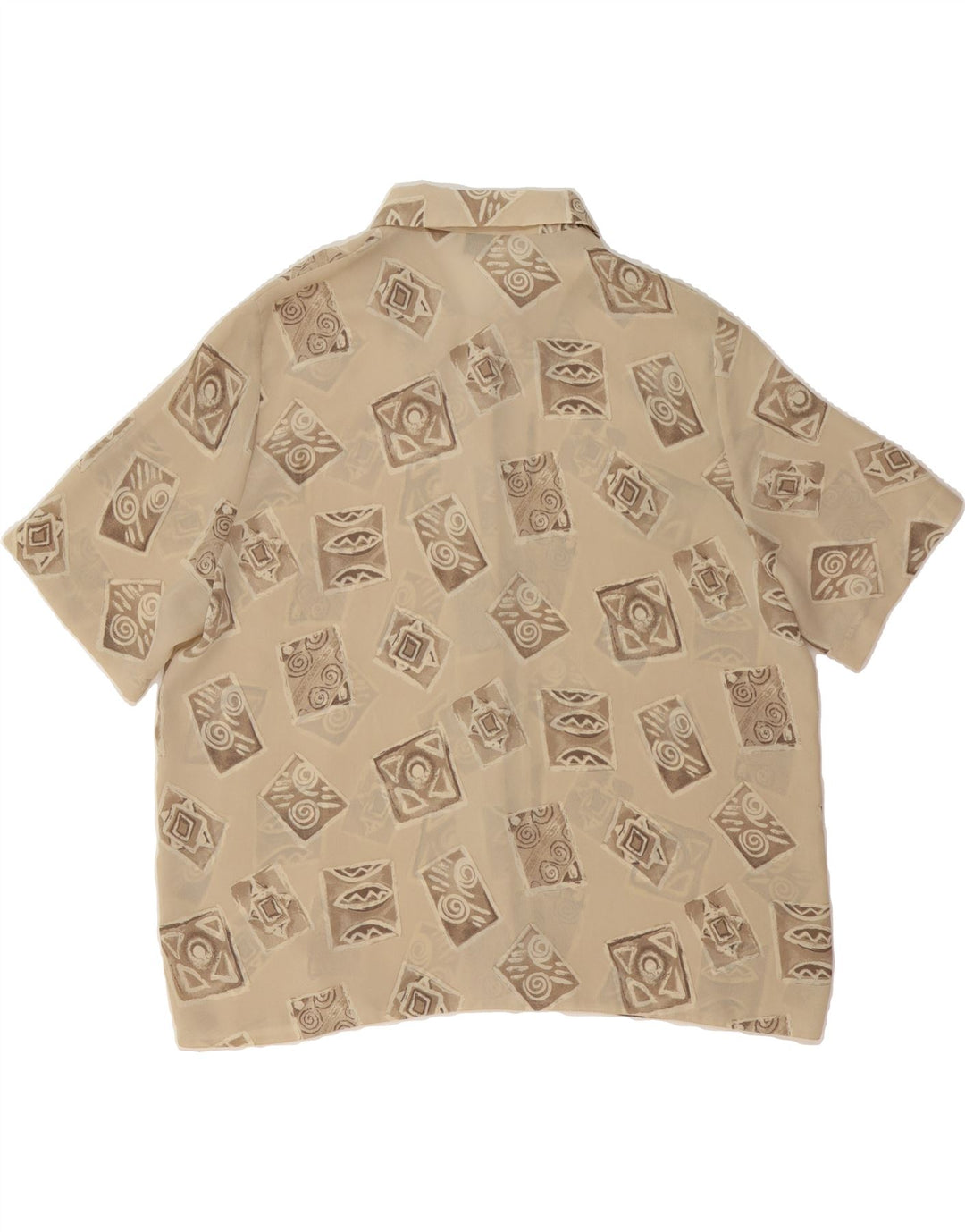 VINTAGE Womens See Through Shirt Blouse UK 20 2XL  Beige Patchwork Vintage Vintage and Second-Hand Vintage from Messina Hembry 