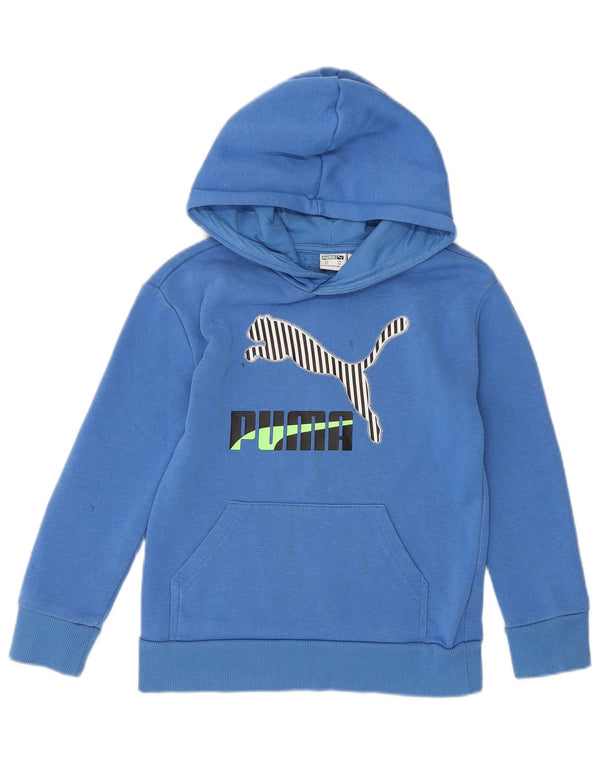 Chłopięca bluza z kapturem Puma z grafiką 5-6 lat XS, niebieska bawełna