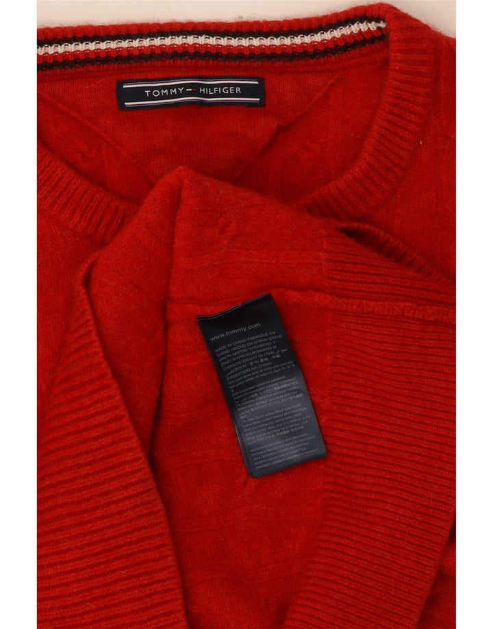 Sweter damski Tommy Hilfiger z okrągłym dekoltem, UK 14, średnia czerwona wełna