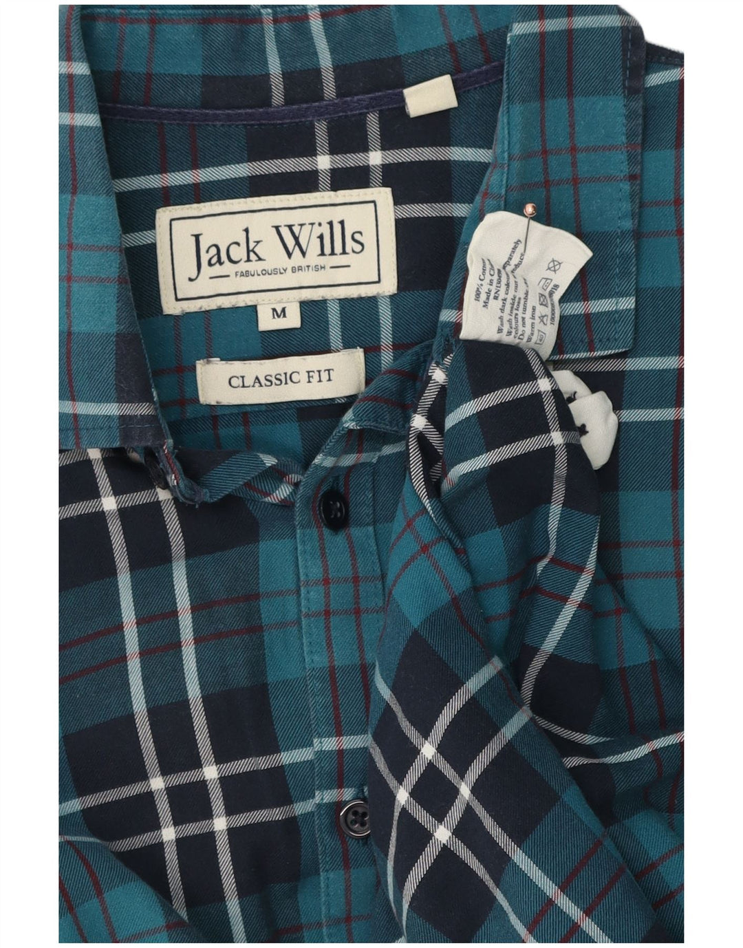 Koszula flanelowa męska Jack Wills o klasycznym kroju, bawełniana w średnią niebieską kratkę