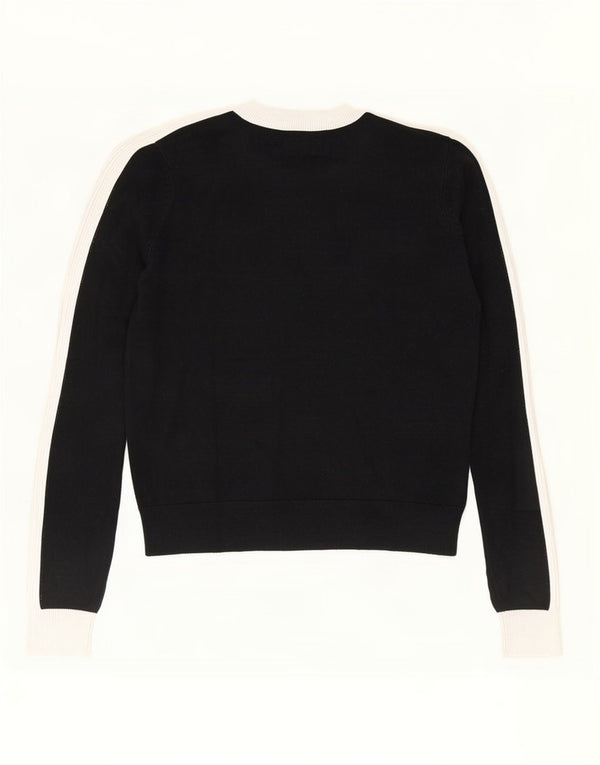 Sweter damski Zara z okrągłym dekoltem UK 10 Small, czarny, wiskoza z blokami kolorów