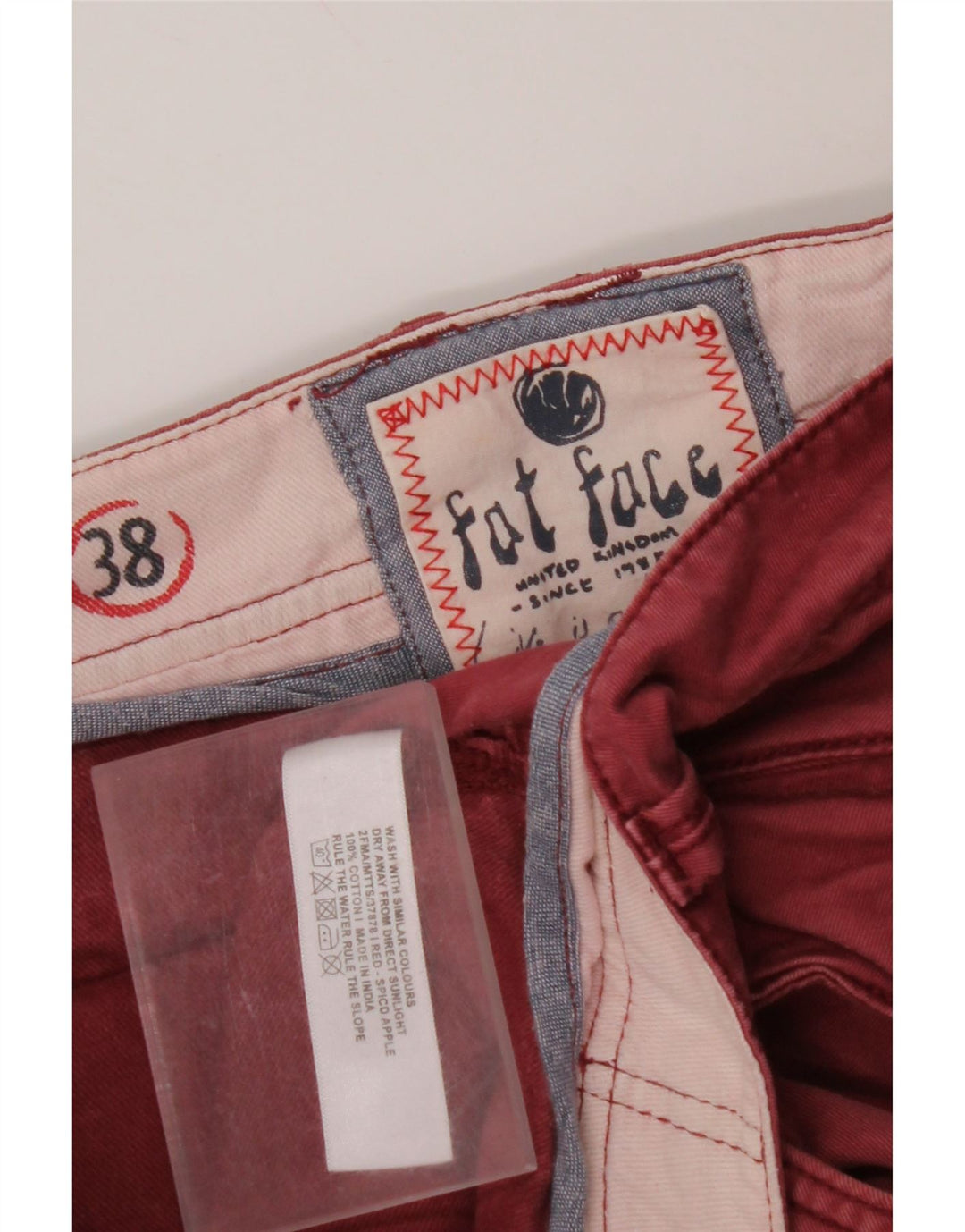 Męskie proste spodnie chino FAT FACE W38 L33 Czerwona bawełna