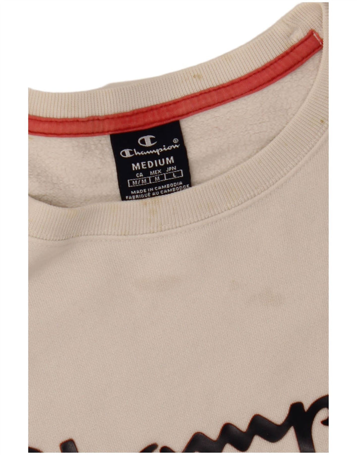 CHAMPION Mens Graphic Sweatshirt Jumper Medium White
