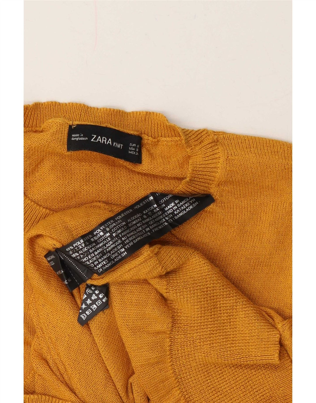Damski sweter Zara z okrągłym dekoltem, UK 10, mały, żółty poliester