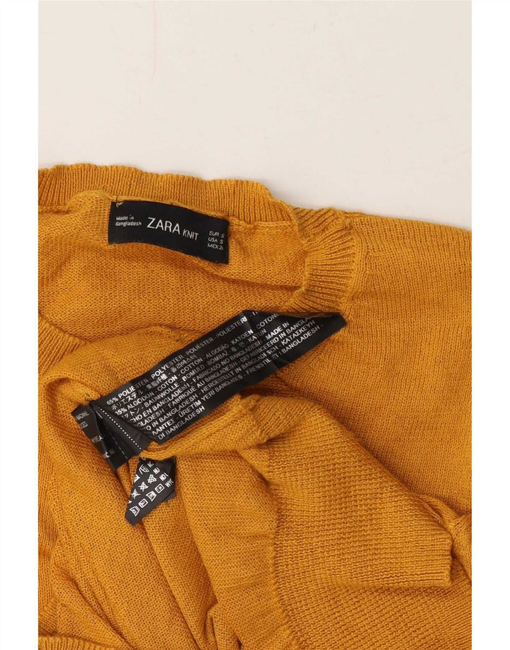 Damski sweter Zara z okrągłym dekoltem, UK 10, mały, żółty poliester