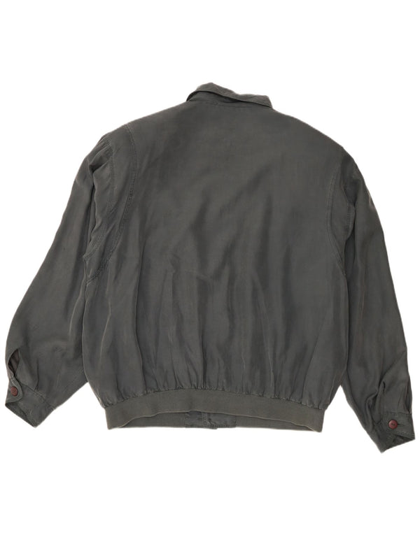 Męska kurtka bomber w stylu vintage UK 40, duża, szara, jedwabna