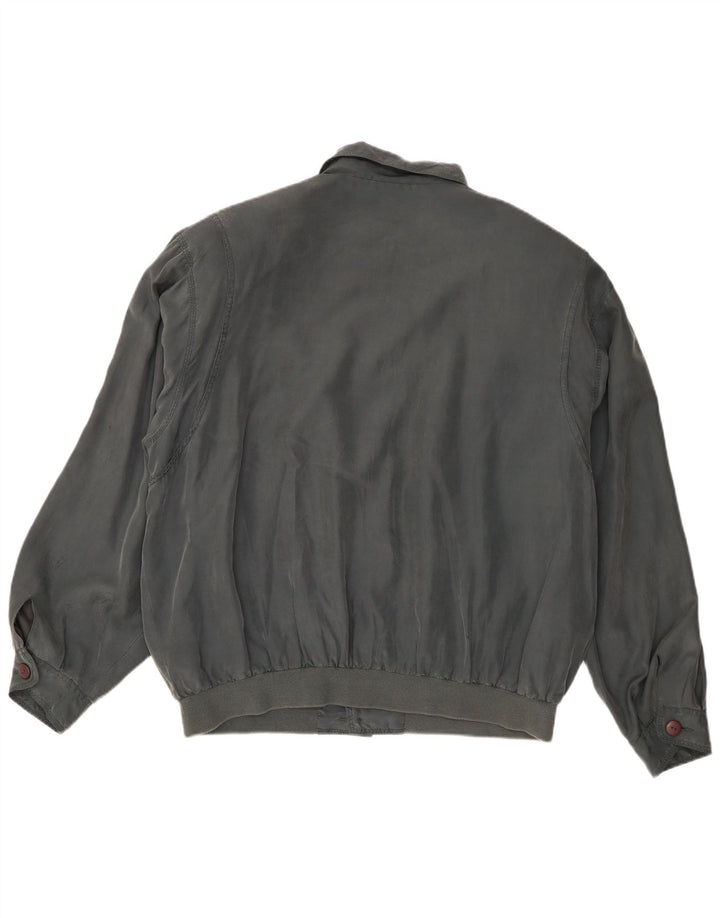 Męska kurtka bomber w stylu vintage UK 40, duża, szara, jedwabna