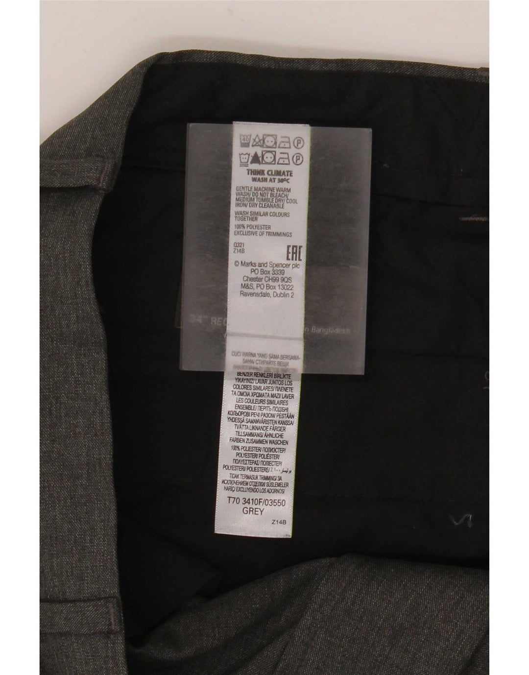 Męskie spodnie Chino Marks & Spencer Slim Fit W34 L31 Szary poliester