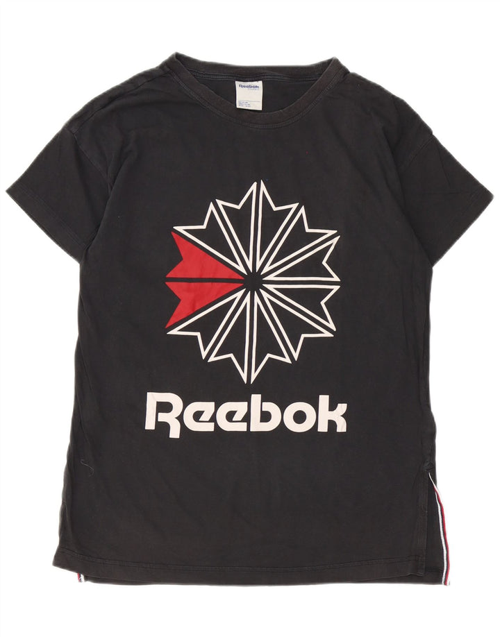 Męska koszulka Reebok z grafiką, duża, czarna, bawełniana