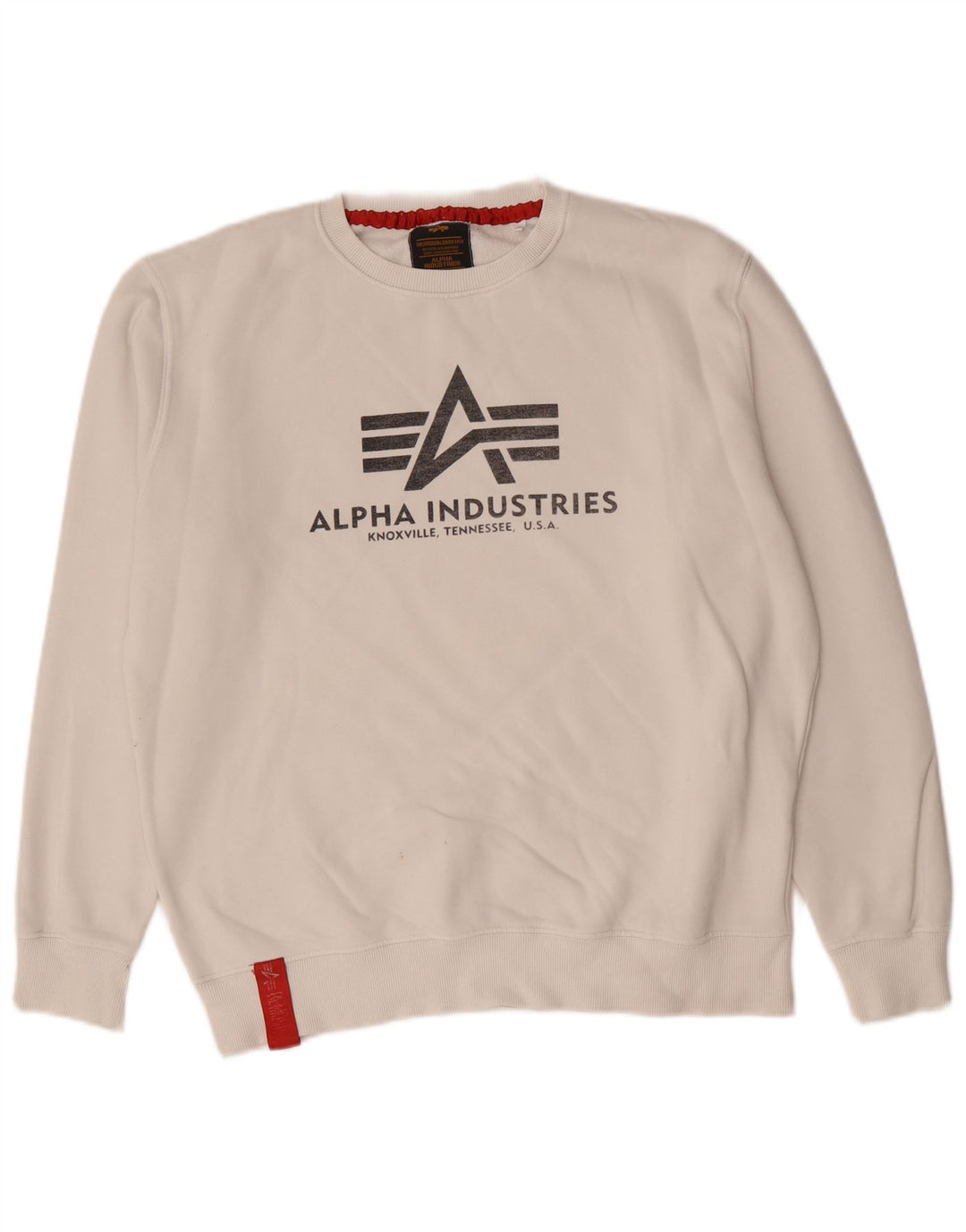 Męska bluza z grafiką Alpha Industries, duża, biała, bawełniana