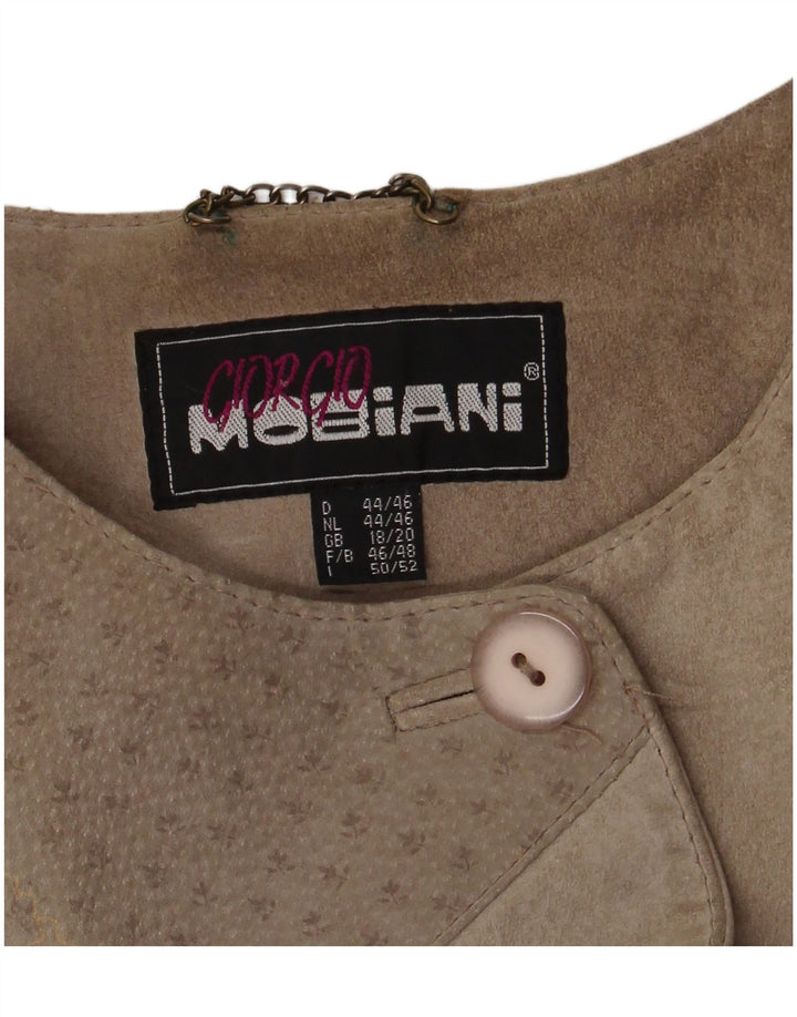 Damski zamszowy płaszcz Giorgio Mobiani UK 18/20 XL, szary, blok kolorów