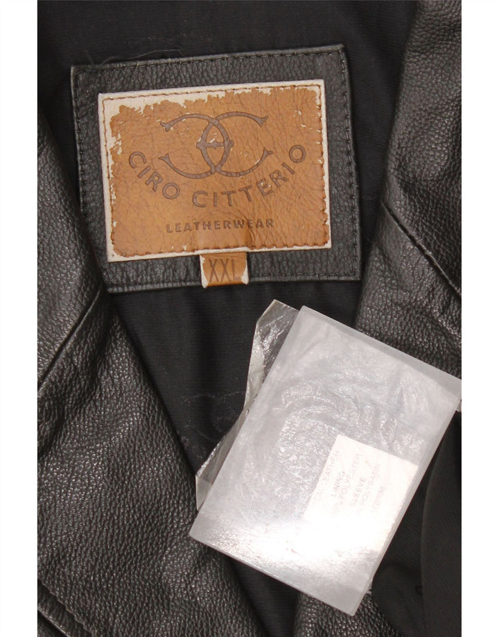 Vintage męska skórzana kurtka UK 44 2XL czarna skóra