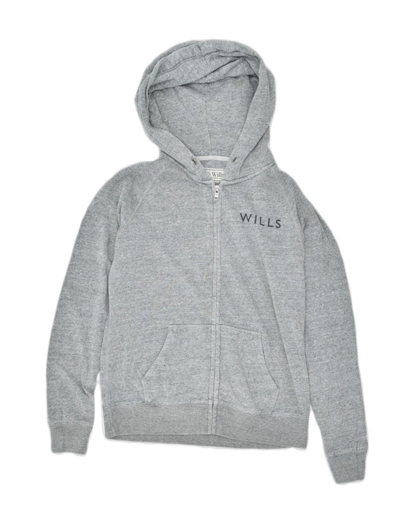 JACK WILLS Damski sweter oversize z kapturem i zamkiem błyskawicznym UK 12, średnioszary, bawełniany