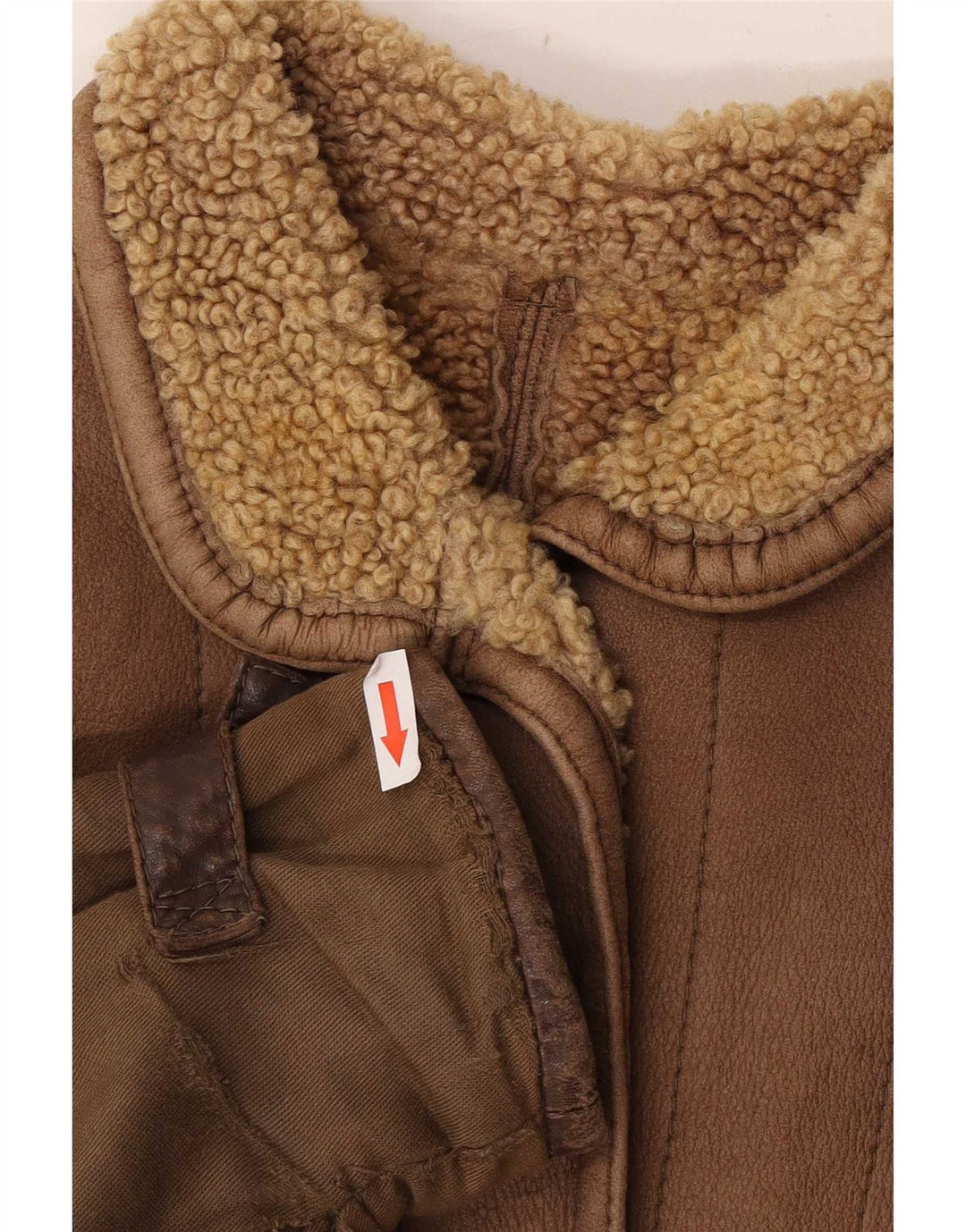 Vintage damska kurtka skórzana Sherpa Oversize IT 46, duża brązowa