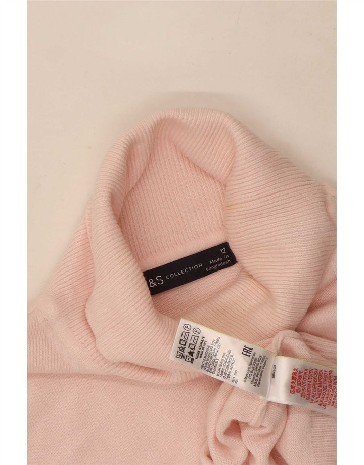 Marks & Spencer Damski sweter z golfem UK 12 Średni różowy akryl