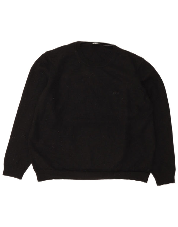 Damski sweter Hugo Boss z okrągłym dekoltem, UK 22 3XL, czarna wełna