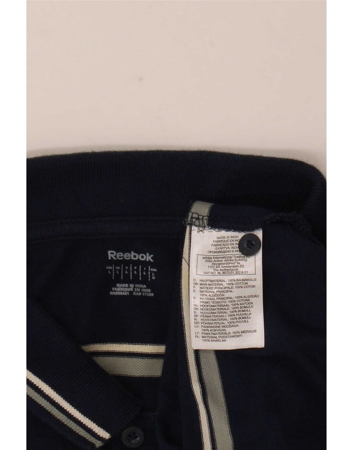 Męska koszulka polo Reebok, duża, bawełniana w granatowe paski
