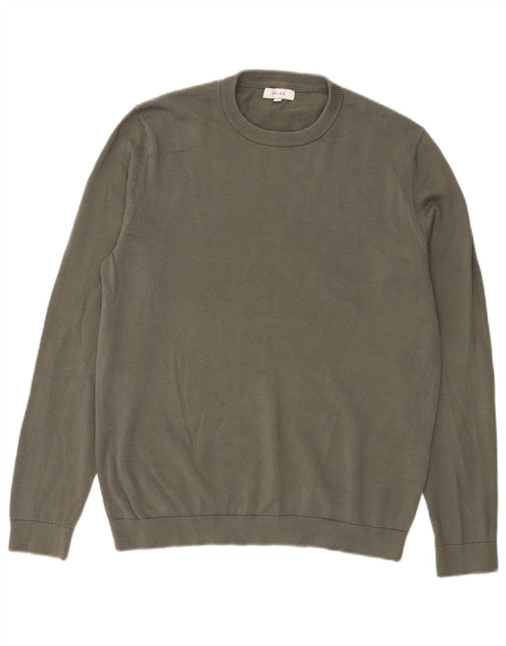Męski sweter z okrągłym dekoltem Reiss, bawełna w kolorze khaki