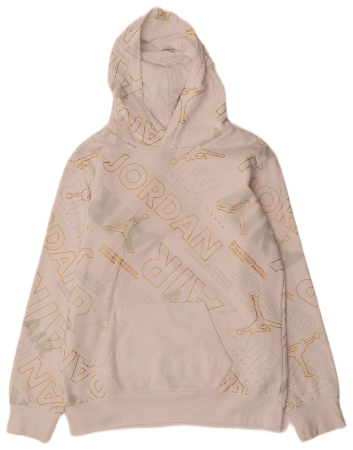 Chłopięcy sweter z kapturem JORDAN z grafiką 13-14 lat XL, biała bawełna