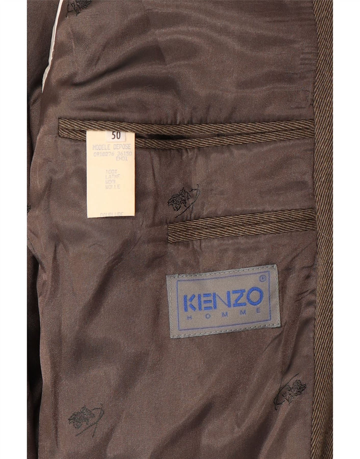 Męska marynarka zapinana na 3 guziki Kenzo IT 50 Duża brązowa wełna