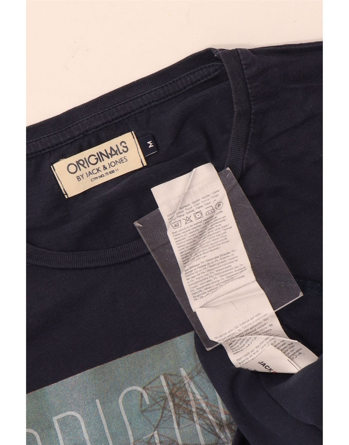 Męski T-shirt z grafiką Jack & Jones, średni, granatowy, bawełniany