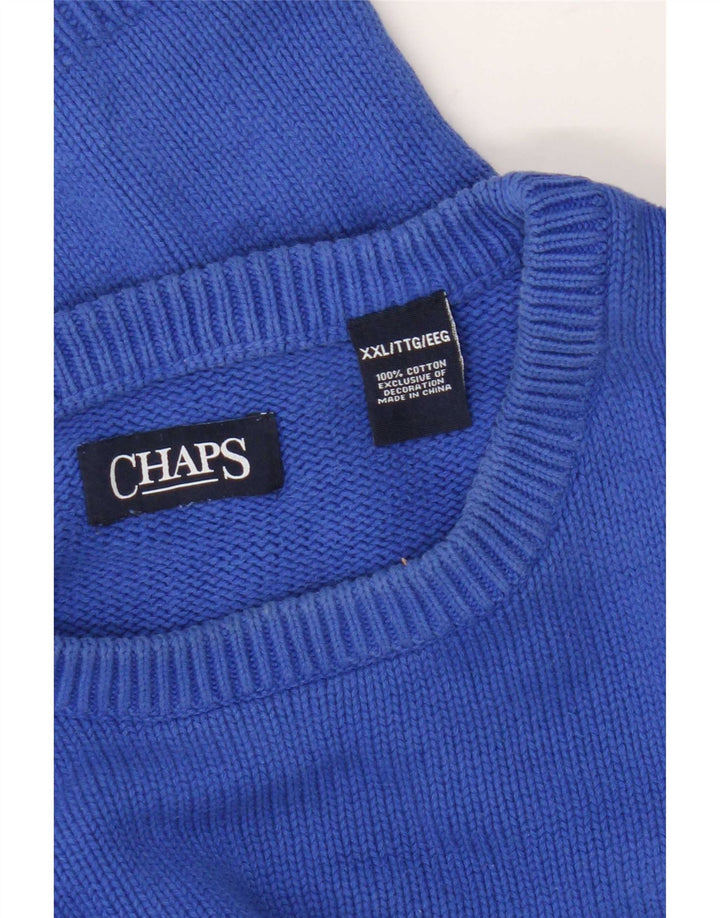 Męski sweter z dekoltem w łódkę Chaps 2XL, niebieska bawełna