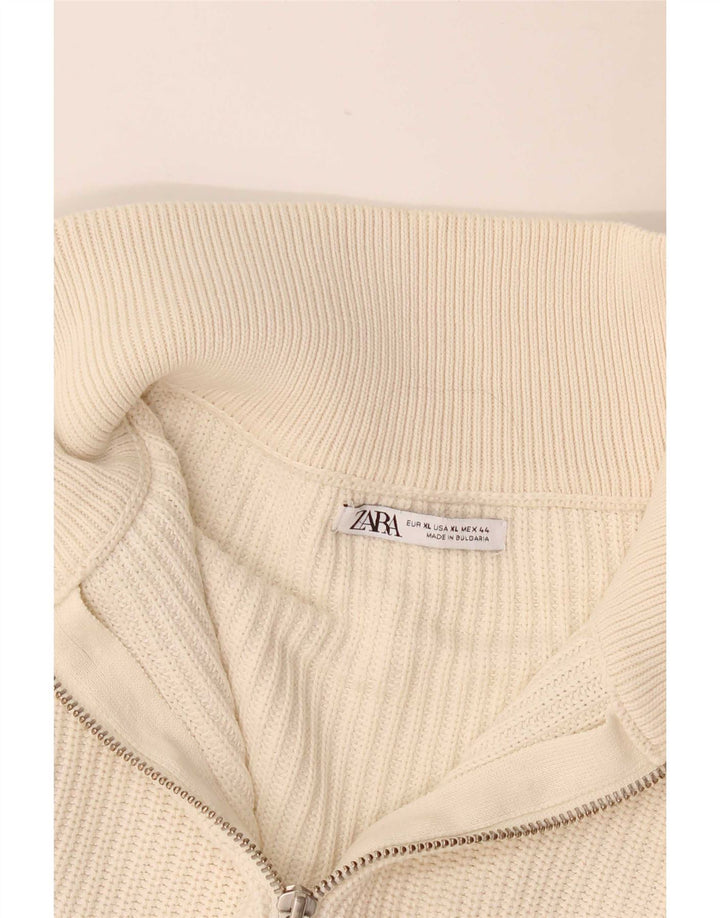 Męski sweter Zara z zamkiem błyskawicznym XL, biały