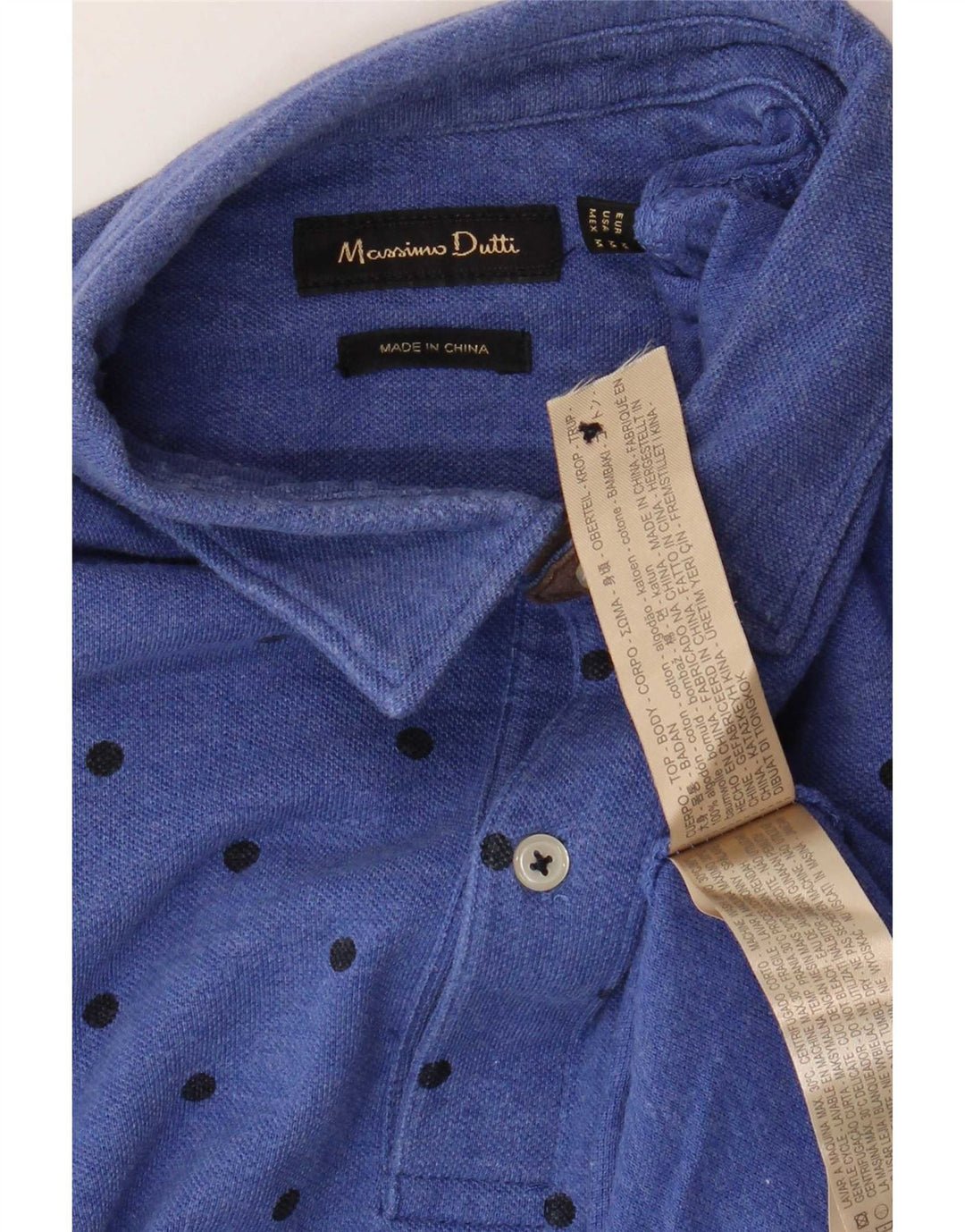 Męska koszulka polo Massimo Dutti, bawełniana w kolorze średnioniebieskim w cętki