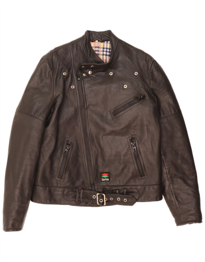 Vintage męska skórzana kurtka motocyklowa UK 40 duża czarna