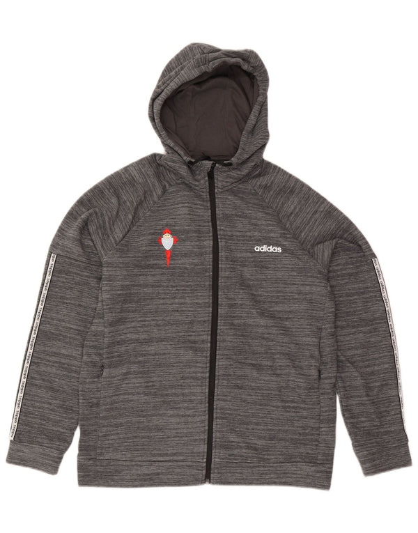 Damski sweter Adidas z grafiką i zamkiem błyskawicznym UK 16/18, duży, szary, bawełniany w paski