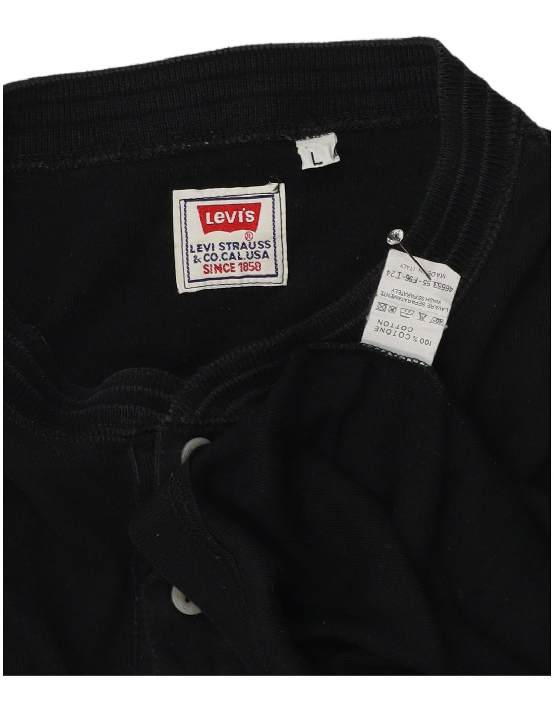 Męski top Levi's z długim rękawem, duży, czarny, bawełniany